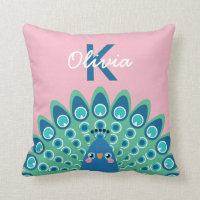 Cute Peacock | Pink Monogrammed