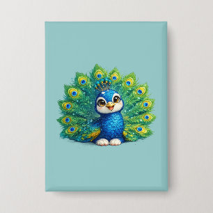 Cute Peacock with Big Eyes Kawaii Bird Design