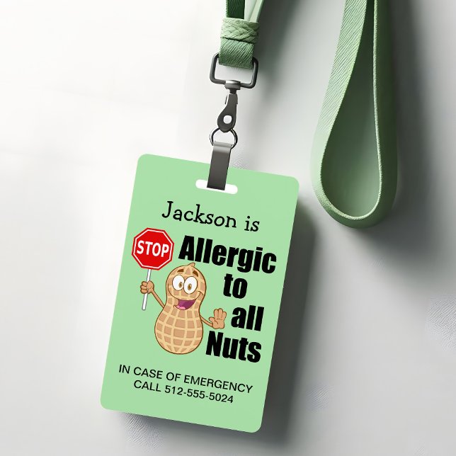 Cute Peanut Allergy Awareness ID Badge (Creator Uploaded)