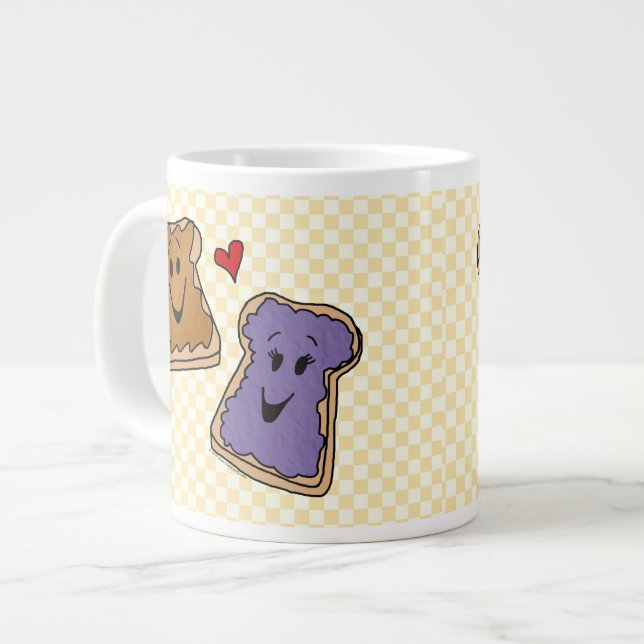 Cute Peanut Butter and Jelly Best Friends Large Coffee Mug (Front Left)
