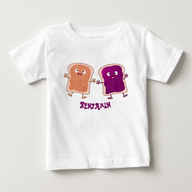 Cute peanut butter and jelly sandwich cartoon baby T-Shirt (Front)