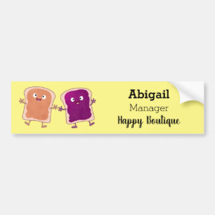 Cute peanut butter and jelly sandwich cartoon bumper sticker