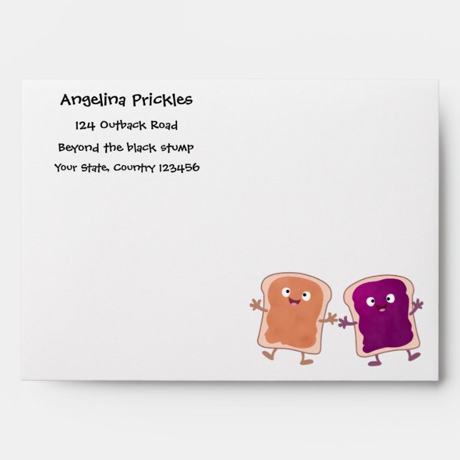 Cute peanut butter and jelly sandwich cartoon envelope (Front)
