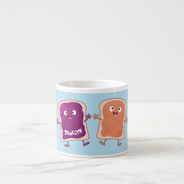 Cute peanut butter and jelly sandwich cartoon espresso cup (Front)