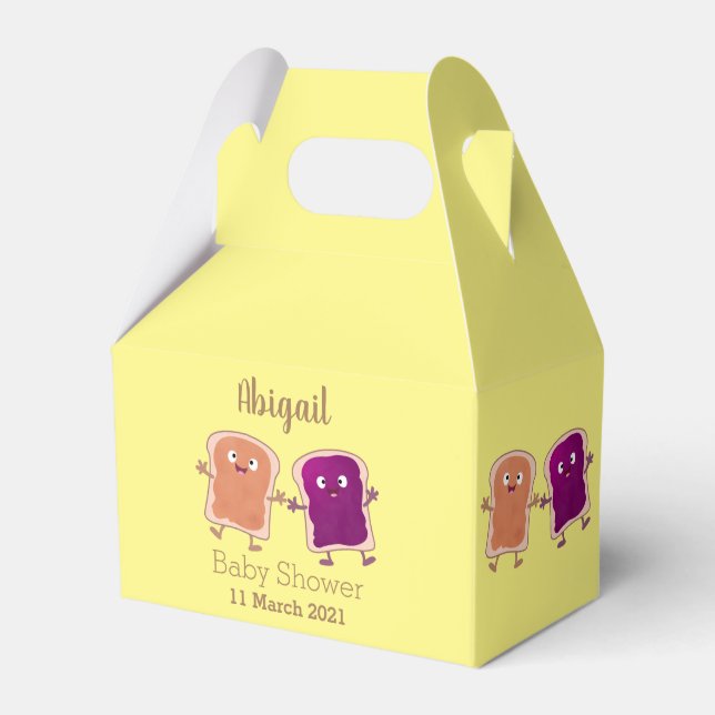Cute peanut butter and jelly sandwich cartoon favour box (Front Side)
