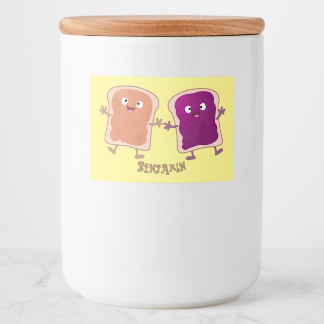Cute peanut butter and jelly sandwich cartoon food label (Front)