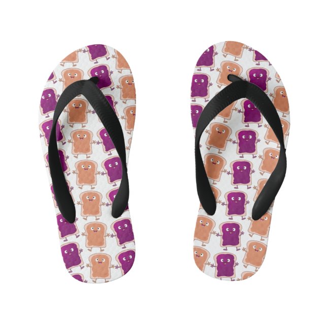 Cute peanut butter and jelly sandwich cartoon  kid's jandals (Footbed)