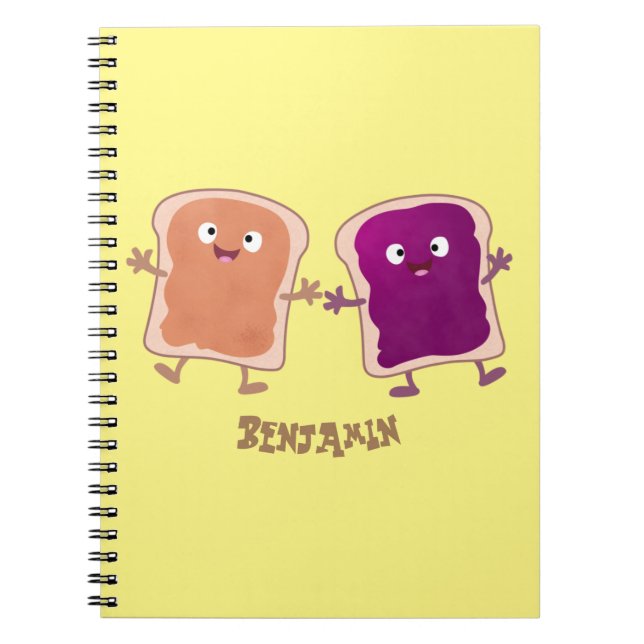 Cute peanut butter and jelly sandwich cartoon notebook (Front)