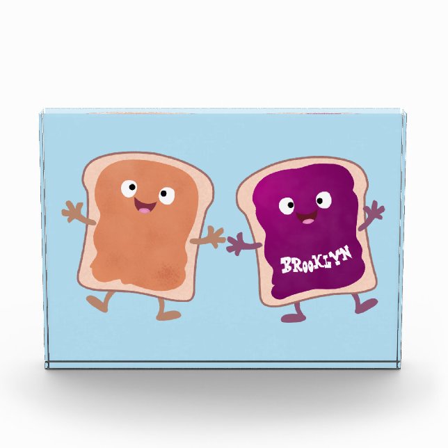 Cute peanut butter and jelly sandwich cartoon photo block (Front)
