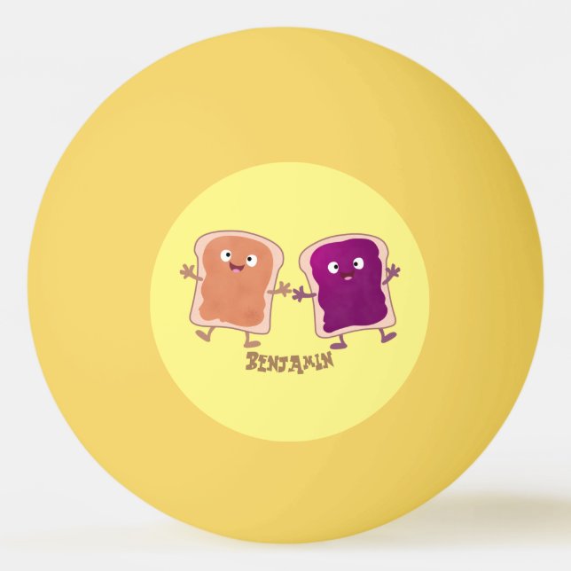 Cute peanut butter and jelly sandwich cartoon  ping pong ball (Front)