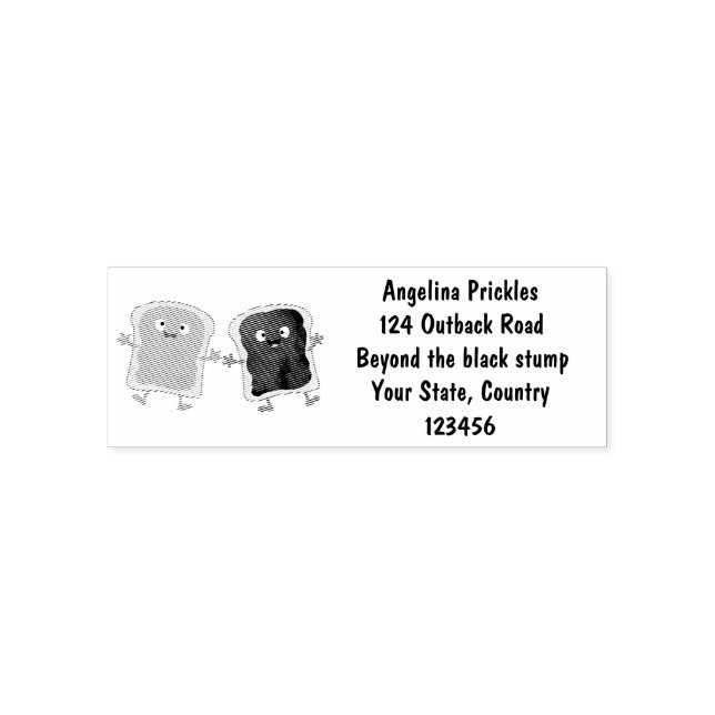 Cute peanut butter and jelly sandwich cartoon self-inking stamp (Design)