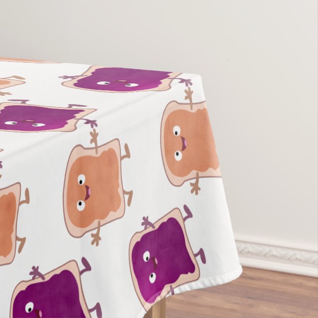Cute peanut butter and jelly sandwich cartoon tablecloth (In Situ)