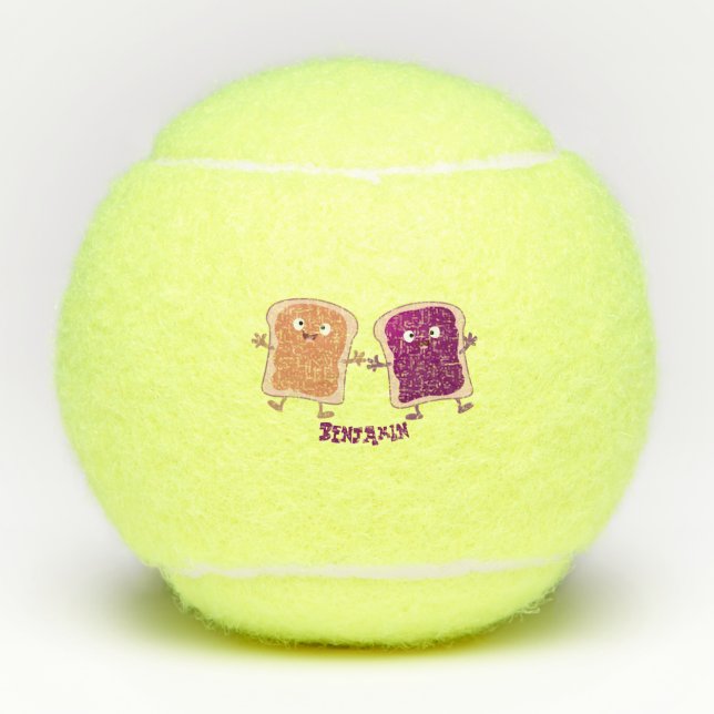 Cute peanut butter and jelly sandwich cartoon tennis balls (Front)