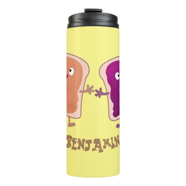 Cute peanut butter and jelly sandwich cartoon thermal tumbler (Front)