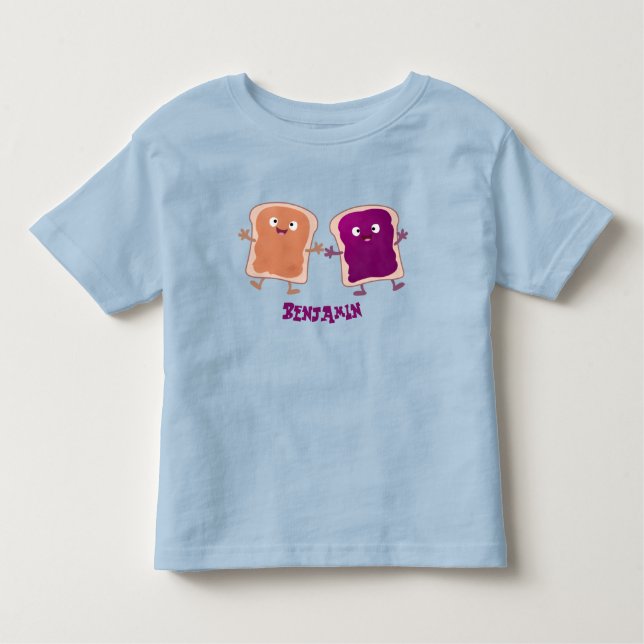 Cute peanut butter and jelly sandwich cartoon toddler T-Shirt (Front)