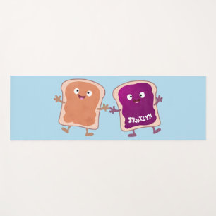 Cute peanut butter and jelly sandwich cartoon yoga mat
