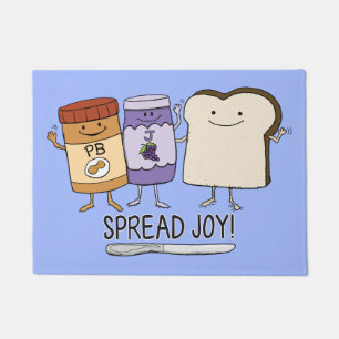 Cute Peanut Butter & Jelly & Bread Spread Joy Doormat