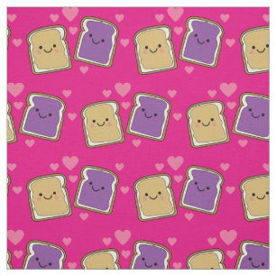 Cute Peanut Butter & Jelly Kids PBJ Kawaii Cartoon Fabric