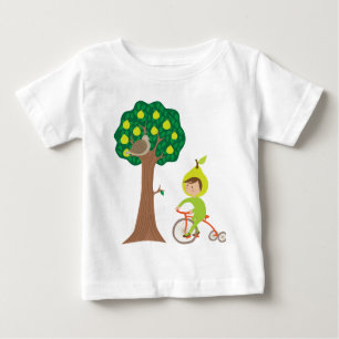 Cute Pear Girl Biking by a Pear Tree Baby T-Shirt