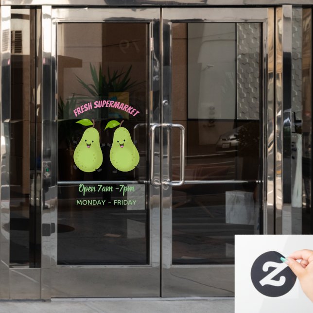 Cute pear pair cartoon illustration (Office Door)