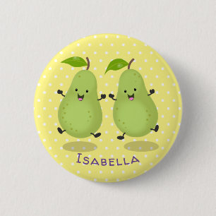 Cute pear pair cartoon illustration 6 cm round badge