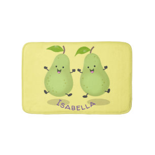 Cute pear pair cartoon illustration bath mat