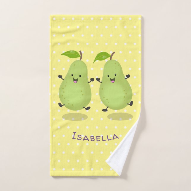 Cute pear pair cartoon illustration bath towel set (Hand Towel)