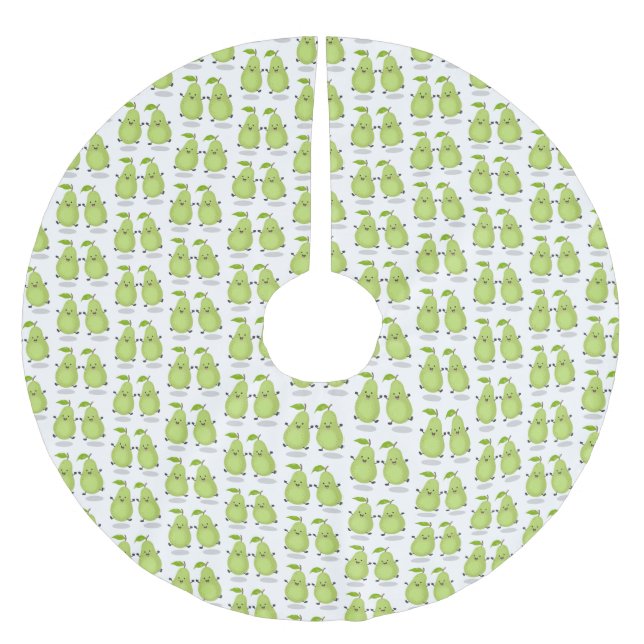 Cute pear pair cartoon illustration brushed polyester tree skirt (Front)