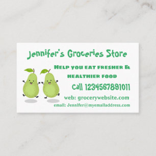Cute pear pair cartoon illustration business card