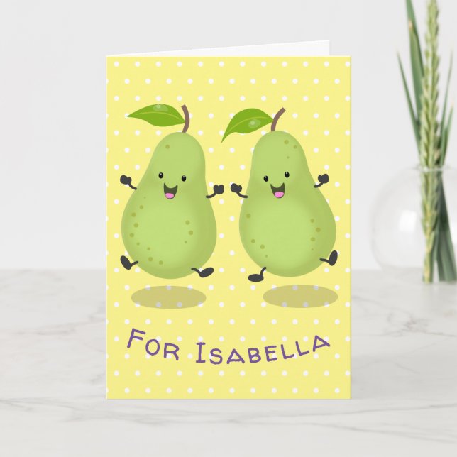 Cute pear pair cartoon illustration card (Front)