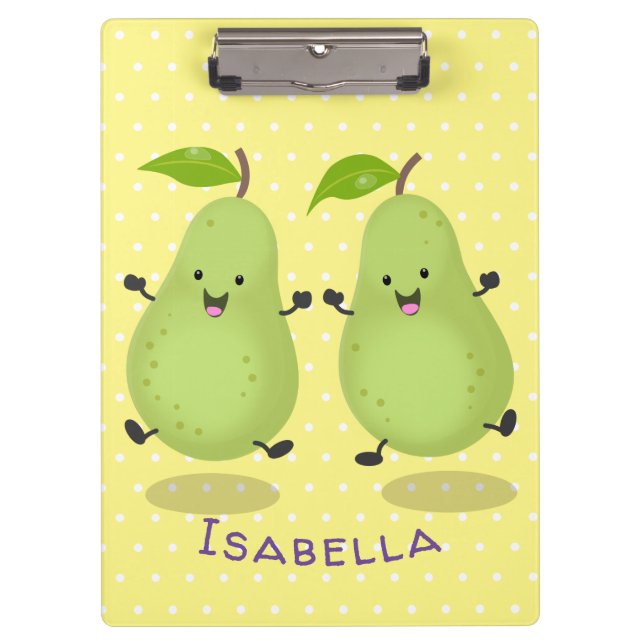 Cute pear pair cartoon illustration clipboard (Front)