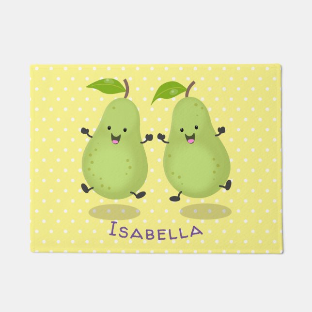 Cute pear pair cartoon illustration doormat (Front)