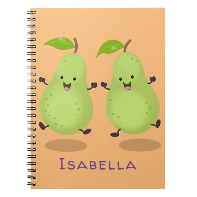 Cute pear pair cartoon illustration notebook (Front)