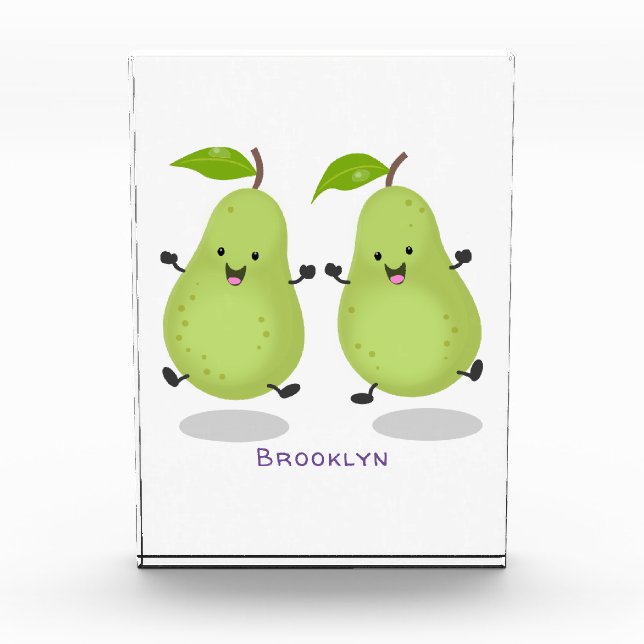 Cute pear pair cartoon illustration photo block (Front)