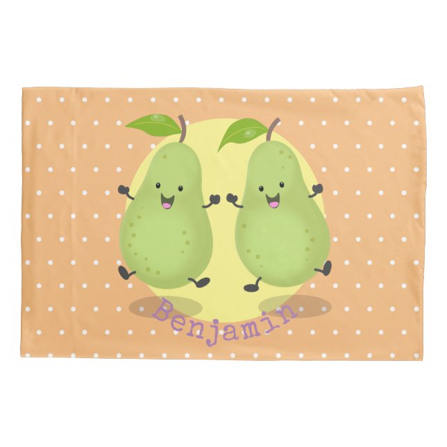 Cute pear pair cartoon illustration pillowcase (Back)