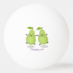 Cute pear pair cartoon illustration ping pong ball