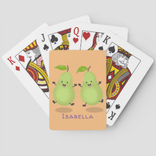 Cute pear pair cartoon illustration playing cards