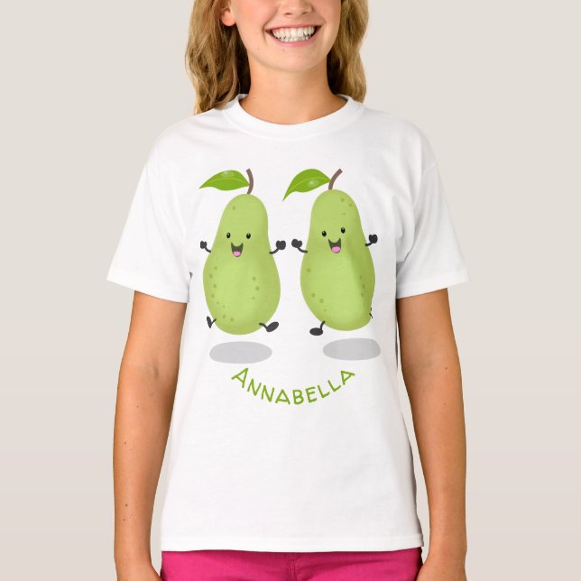 Cute pear pair cartoon illustration T-Shirt (Front)