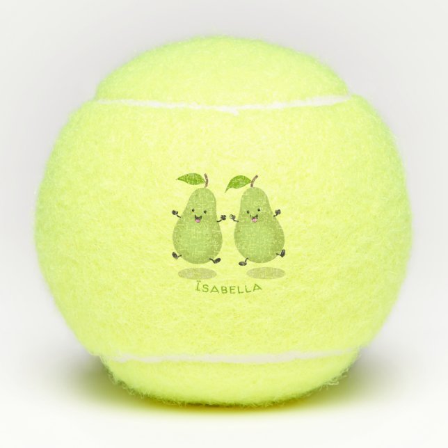 Cute pear pair cartoon illustration tennis balls (Front)