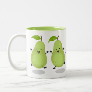 Cute pear pair cartoon illustration Two-Tone coffee mug