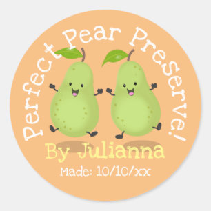 Cute pear preserve cartoon illustration label
