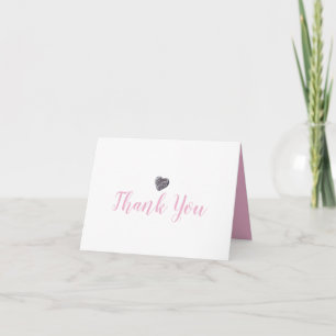 Cute Pebble Heart Pink Script Thank You Card