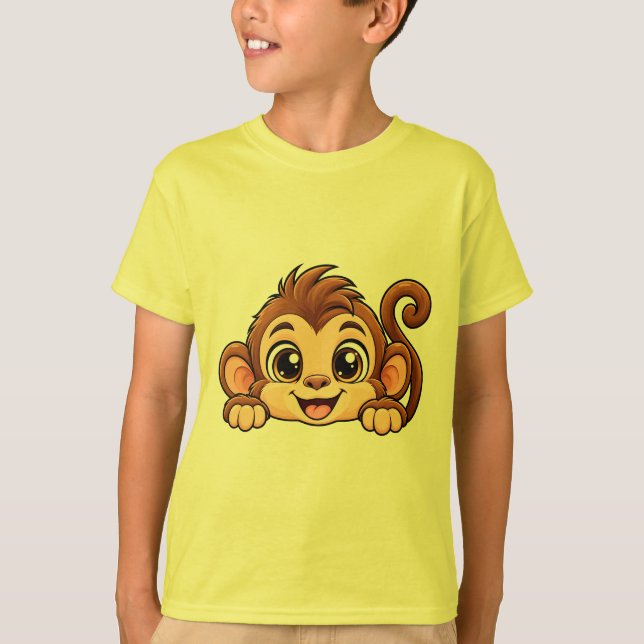 Cute Peekaboo Monkey T-Shirt (Front)