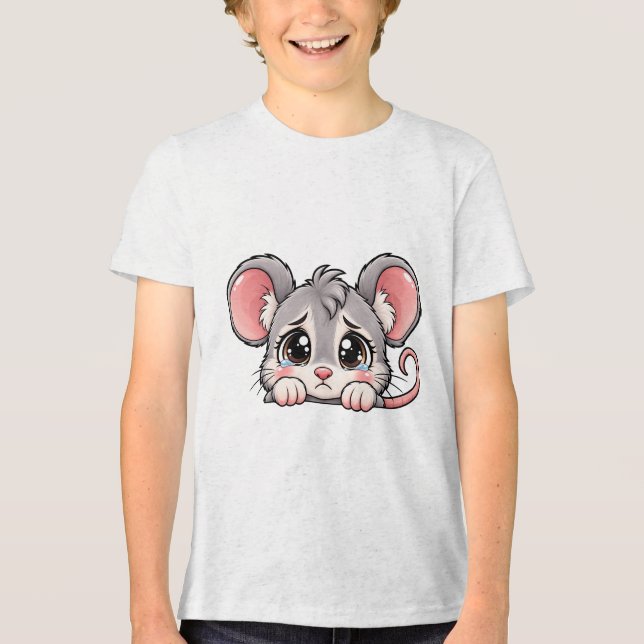 Cute Peekaboo Mouse Tri-Blend Shirt (Front)
