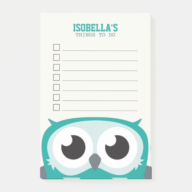 Cute Peekaboo Owl To Do List Post-it Notes (Front)