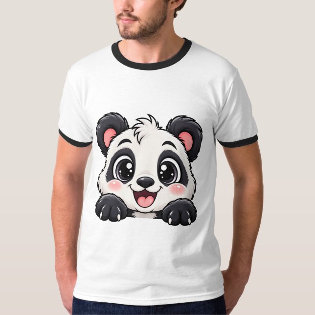 Cute Peekaboo Panda T-Shirt (Front)