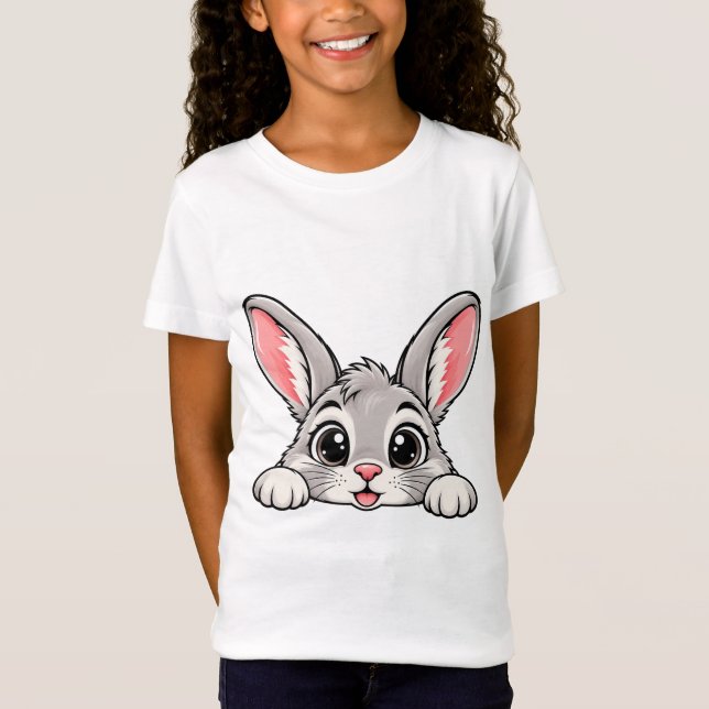 Cute Peekaboo Rabbit T-Shirt (Front)