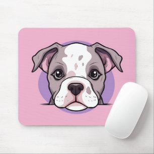 Cute Peeking American Bulldog Mouse Pad