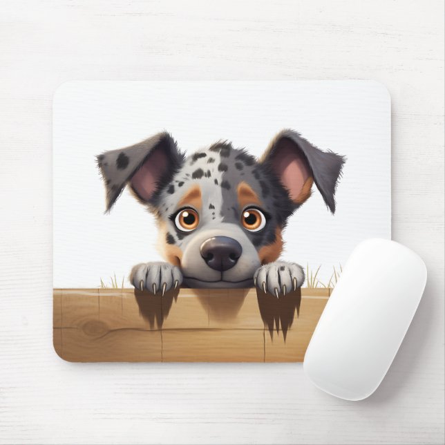 Cute Peeking Australian Cattle Dog Mouse Pad (With Mouse)