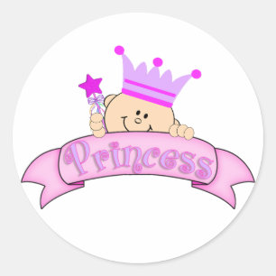 Cute Peeking Baby Princess Classic Round Sticker